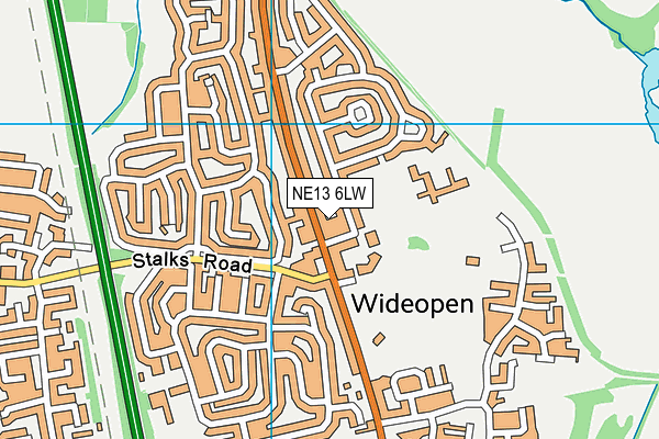 NE13 6LW map - OS VectorMap District (Ordnance Survey)