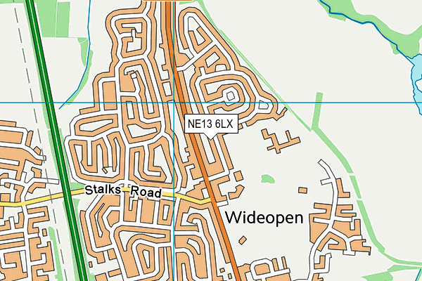 NE13 6LX map - OS VectorMap District (Ordnance Survey)