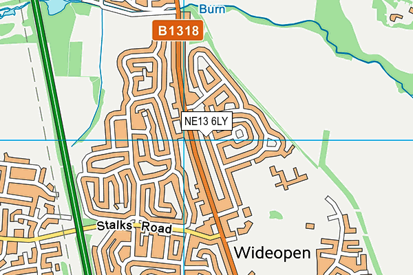 NE13 6LY map - OS VectorMap District (Ordnance Survey)