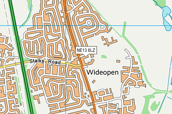 NE13 6LZ map - OS VectorMap District (Ordnance Survey)