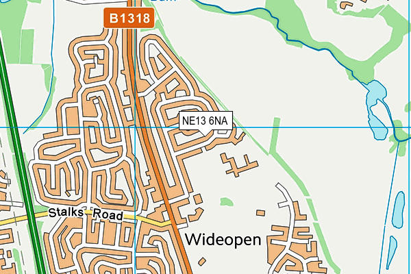 NE13 6NA map - OS VectorMap District (Ordnance Survey)