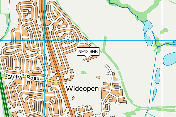 NE13 6NB map - OS VectorMap District (Ordnance Survey)