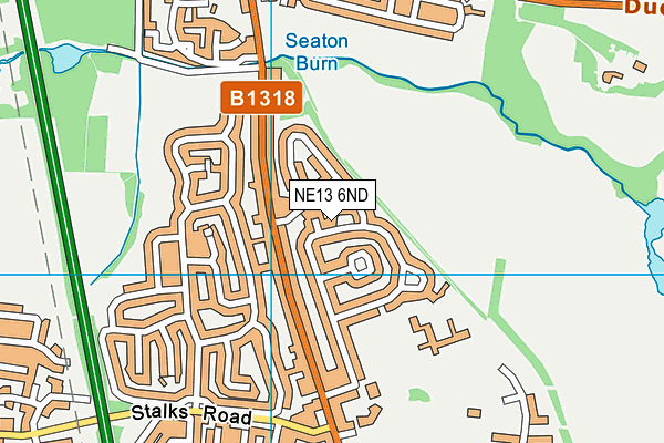 NE13 6ND map - OS VectorMap District (Ordnance Survey)