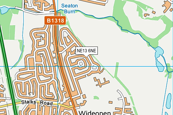 NE13 6NE map - OS VectorMap District (Ordnance Survey)