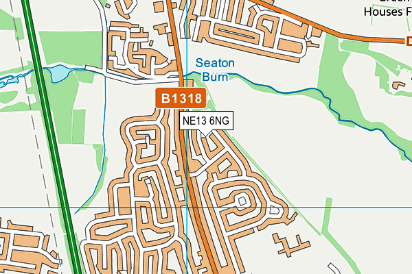NE13 6NG map - OS VectorMap District (Ordnance Survey)
