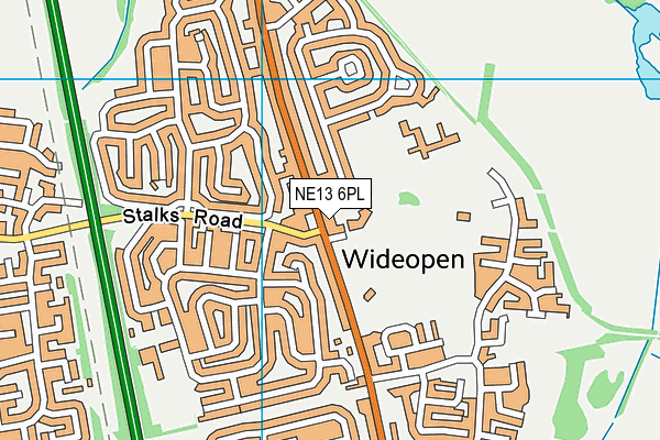 NE13 6PL map - OS VectorMap District (Ordnance Survey)