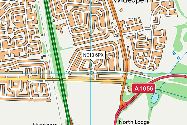NE13 6PX map - OS VectorMap District (Ordnance Survey)
