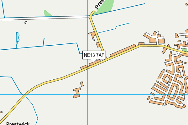NE13 7AF map - OS VectorMap District (Ordnance Survey)