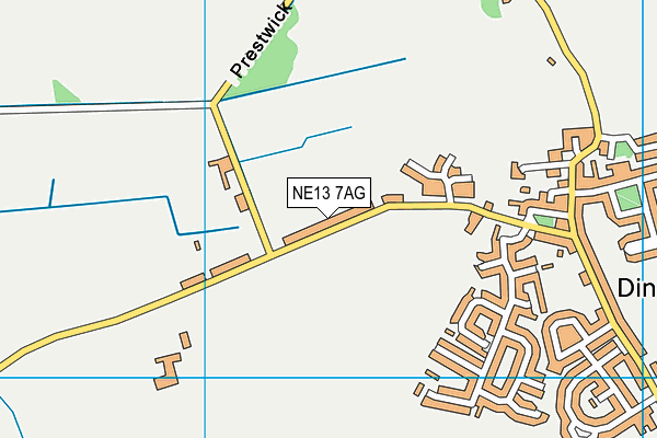 NE13 7AG map - OS VectorMap District (Ordnance Survey)