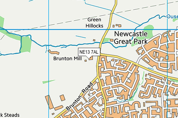 NE13 7AL map - OS VectorMap District (Ordnance Survey)
