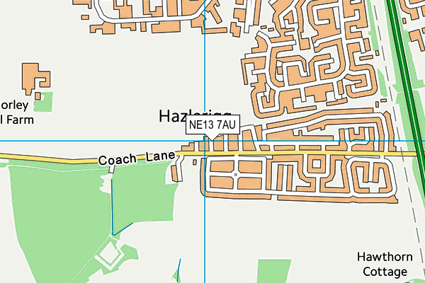 NE13 7AU map - OS VectorMap District (Ordnance Survey)