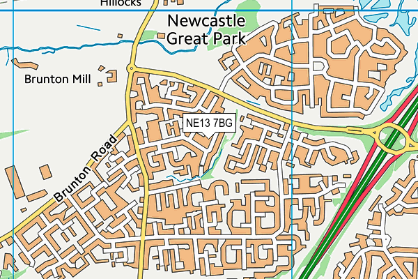 NE13 7BG map - OS VectorMap District (Ordnance Survey)