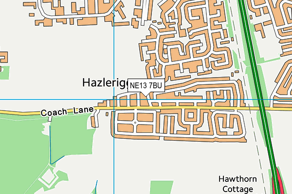 NE13 7BU map - OS VectorMap District (Ordnance Survey)