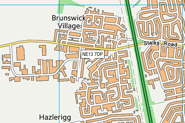 NE13 7DP map - OS VectorMap District (Ordnance Survey)