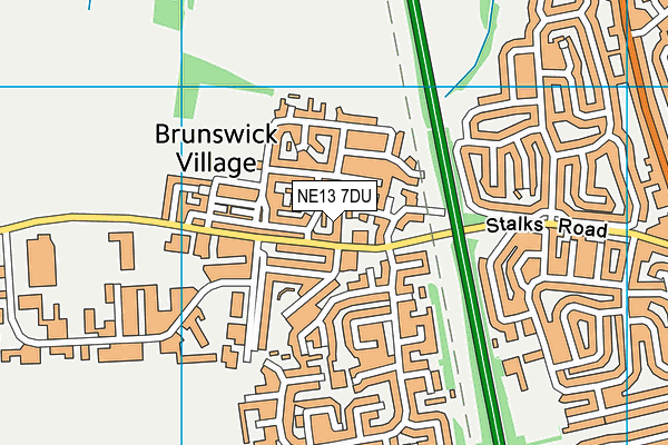 NE13 7DU map - OS VectorMap District (Ordnance Survey)