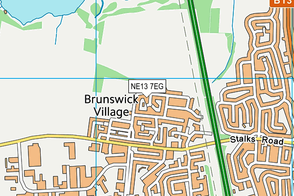 Brunswick Recreation Ground map (NE13 7EG) - OS VectorMap District (Ordnance Survey)