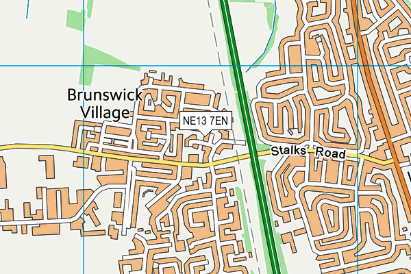 NE13 7EN map - OS VectorMap District (Ordnance Survey)