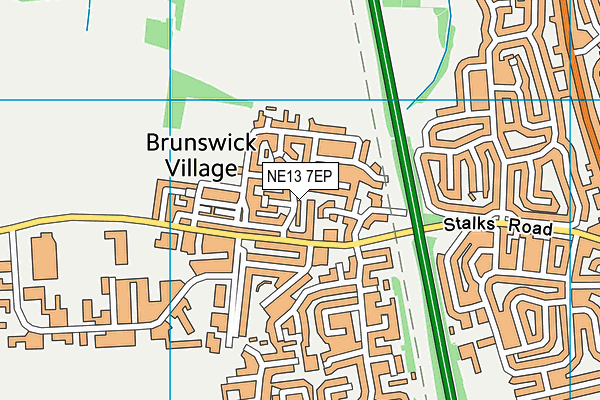 NE13 7EP map - OS VectorMap District (Ordnance Survey)