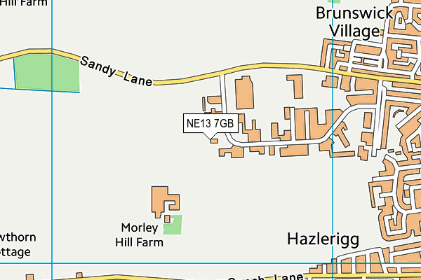 NE13 7GB map - OS VectorMap District (Ordnance Survey)