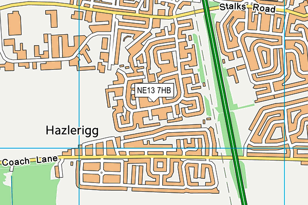 NE13 7HB map - OS VectorMap District (Ordnance Survey)