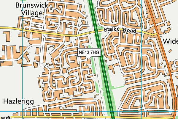 NE13 7HG map - OS VectorMap District (Ordnance Survey)