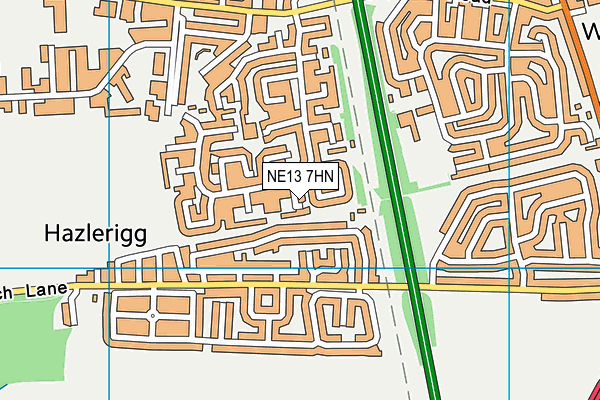 NE13 7HN map - OS VectorMap District (Ordnance Survey)