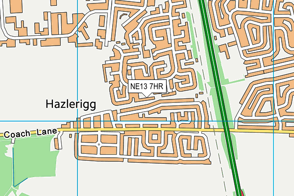 NE13 7HR map - OS VectorMap District (Ordnance Survey)