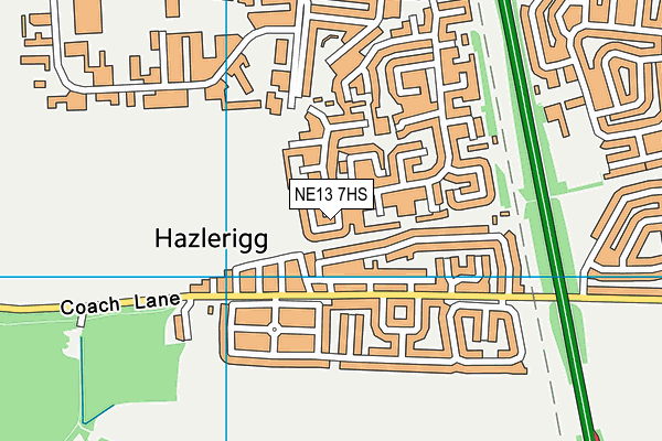 Hazelrigg Recreation Ground map (NE13 7HS) - OS VectorMap District (Ordnance Survey)