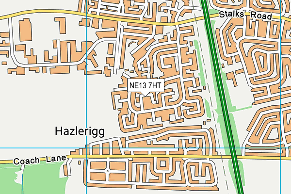 NE13 7HT map - OS VectorMap District (Ordnance Survey)