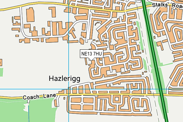 NE13 7HU map - OS VectorMap District (Ordnance Survey)