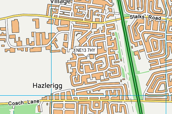 NE13 7HY map - OS VectorMap District (Ordnance Survey)