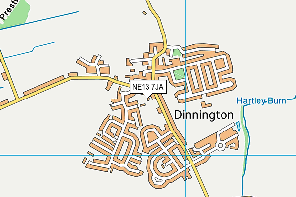 NE13 7JA map - OS VectorMap District (Ordnance Survey)