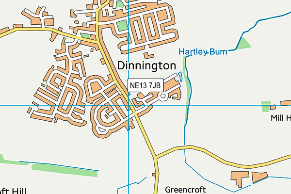 NE13 7JB map - OS VectorMap District (Ordnance Survey)