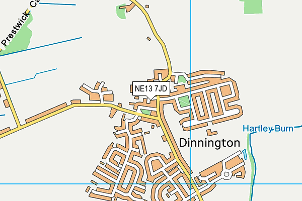 NE13 7JD map - OS VectorMap District (Ordnance Survey)