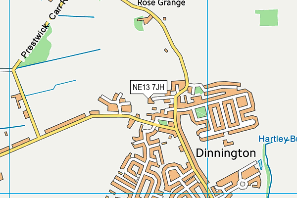 NE13 7JH map - OS VectorMap District (Ordnance Survey)