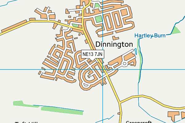 NE13 7JN map - OS VectorMap District (Ordnance Survey)