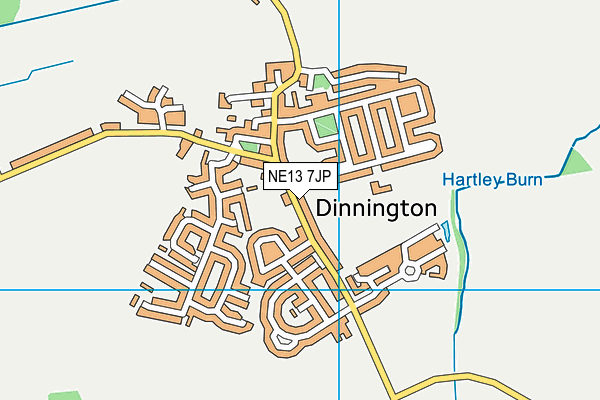 NE13 7JP map - OS VectorMap District (Ordnance Survey)