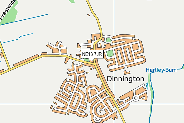 NE13 7JR map - OS VectorMap District (Ordnance Survey)