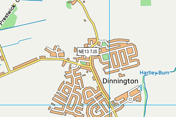 NE13 7JS map - OS VectorMap District (Ordnance Survey)