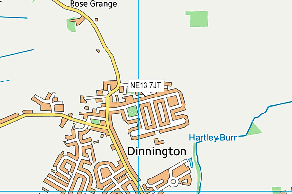 NE13 7JT map - OS VectorMap District (Ordnance Survey)