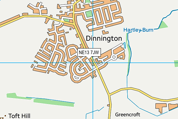 NE13 7JW map - OS VectorMap District (Ordnance Survey)