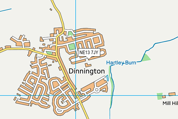 NE13 7JY map - OS VectorMap District (Ordnance Survey)