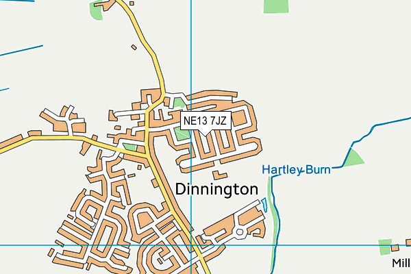 NE13 7JZ map - OS VectorMap District (Ordnance Survey)