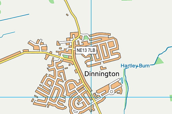 NE13 7LB map - OS VectorMap District (Ordnance Survey)