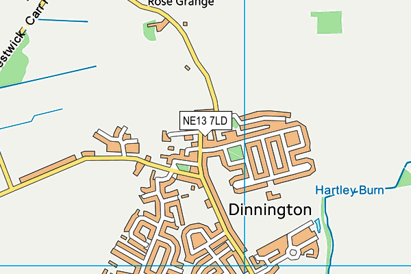 NE13 7LD map - OS VectorMap District (Ordnance Survey)