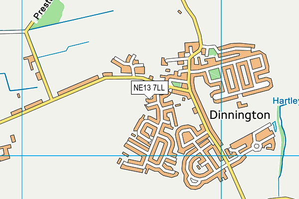 NE13 7LL map - OS VectorMap District (Ordnance Survey)