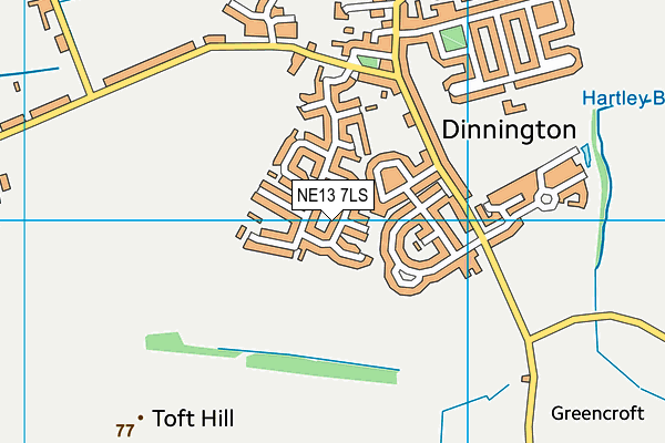 NE13 7LS map - OS VectorMap District (Ordnance Survey)