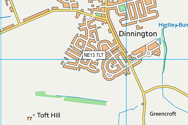 NE13 7LT map - OS VectorMap District (Ordnance Survey)