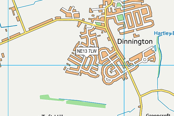 NE13 7LW map - OS VectorMap District (Ordnance Survey)
