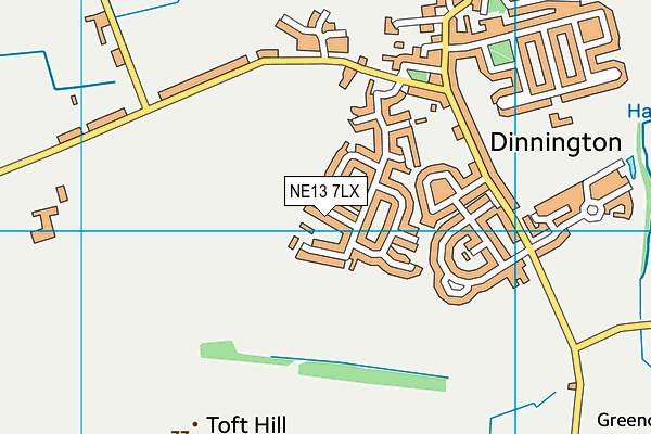 NE13 7LX map - OS VectorMap District (Ordnance Survey)